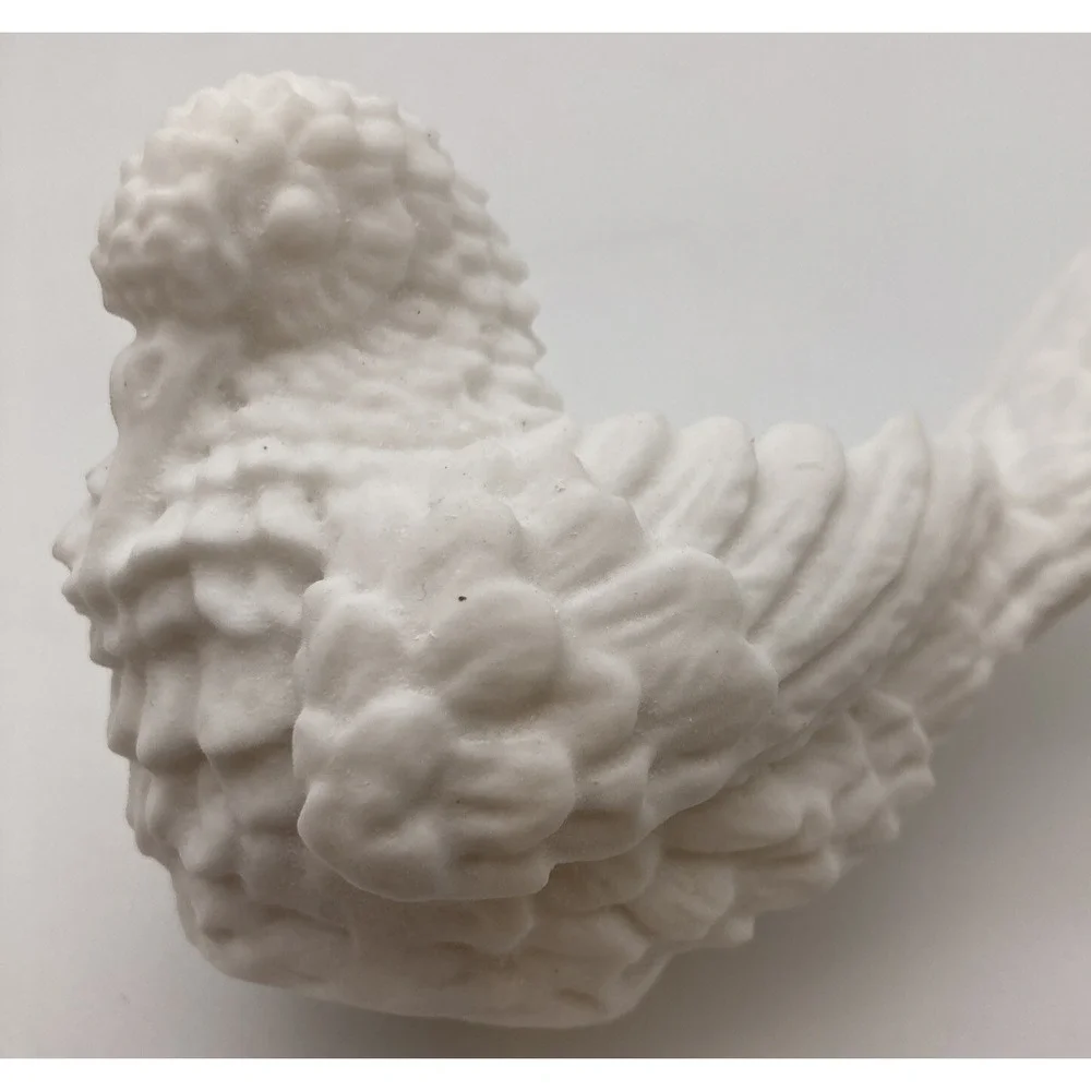 Pair Of White Bisque Italian Made White Doves Textured